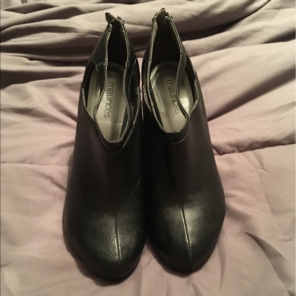 Black zip up cover toed heels