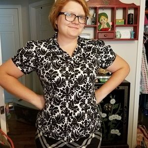 Apt 9 Damask Print Button-Up