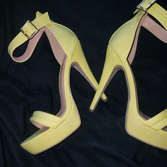 Neon Yellow Platform Heels - Picture 1 of 4