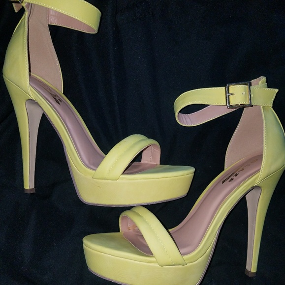 Neon Yellow Platform Heels - Picture 2 of 4