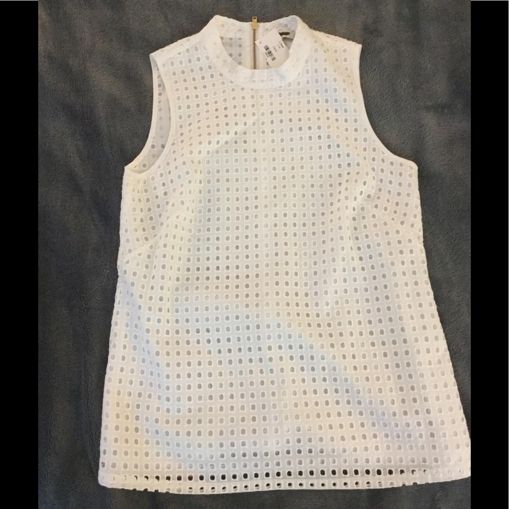 J Crew White Sleeveless Blouse