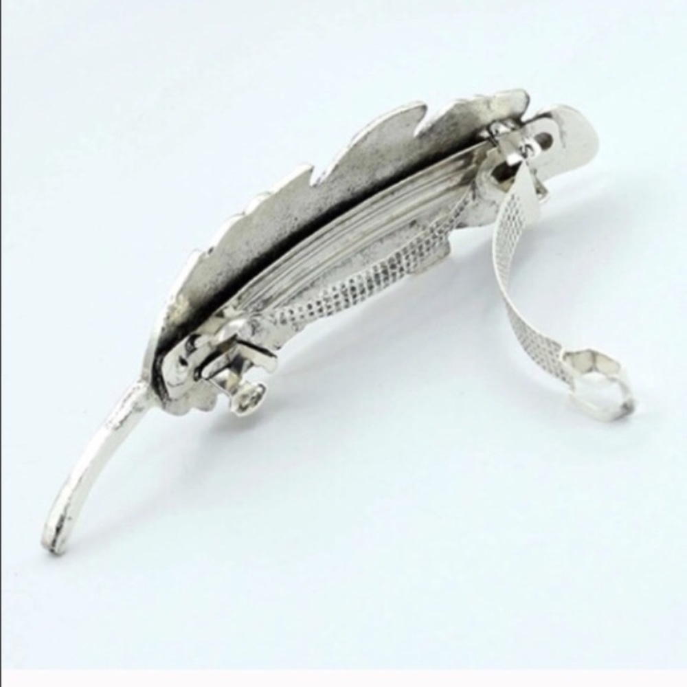 LARGE GOLD OR SILVER LEAF HAIR CLIP/BARRETTE 1pc - Picture 2 of 4