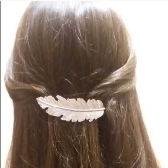 LARGE GOLD OR SILVER LEAF HAIR CLIP/BARRETTE 1pc - Picture 3 of 4