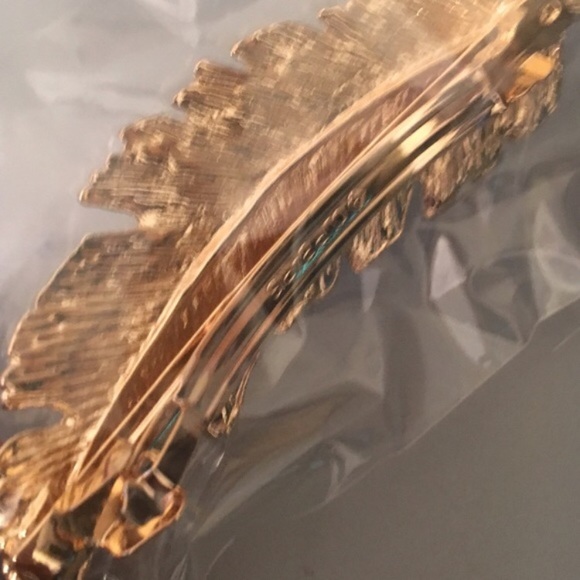 LARGE GOLD OR SILVER LEAF HAIR CLIP/BARRETTE 1pc - Picture 4 of 4