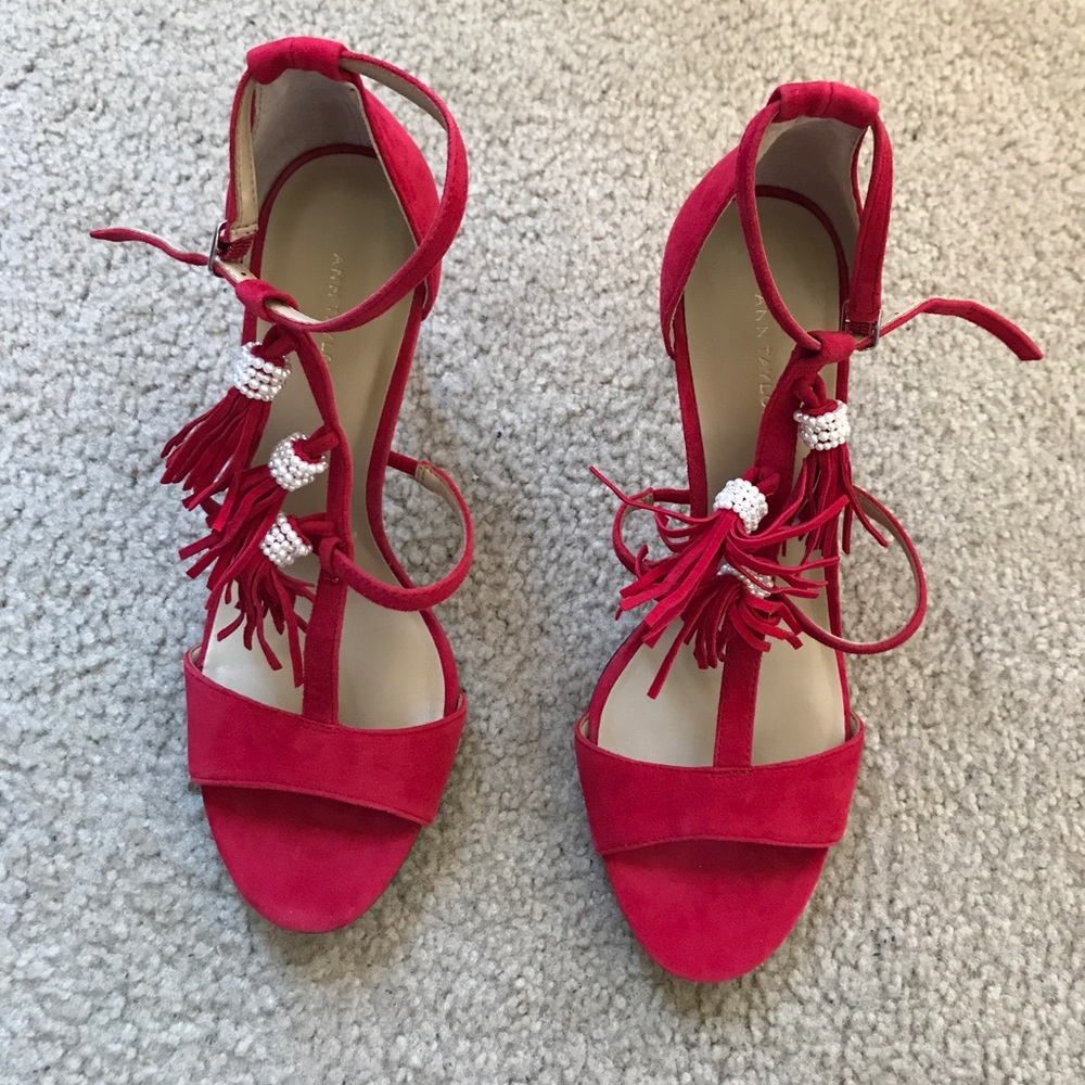 Ann Taylor Fringe Suede Heels