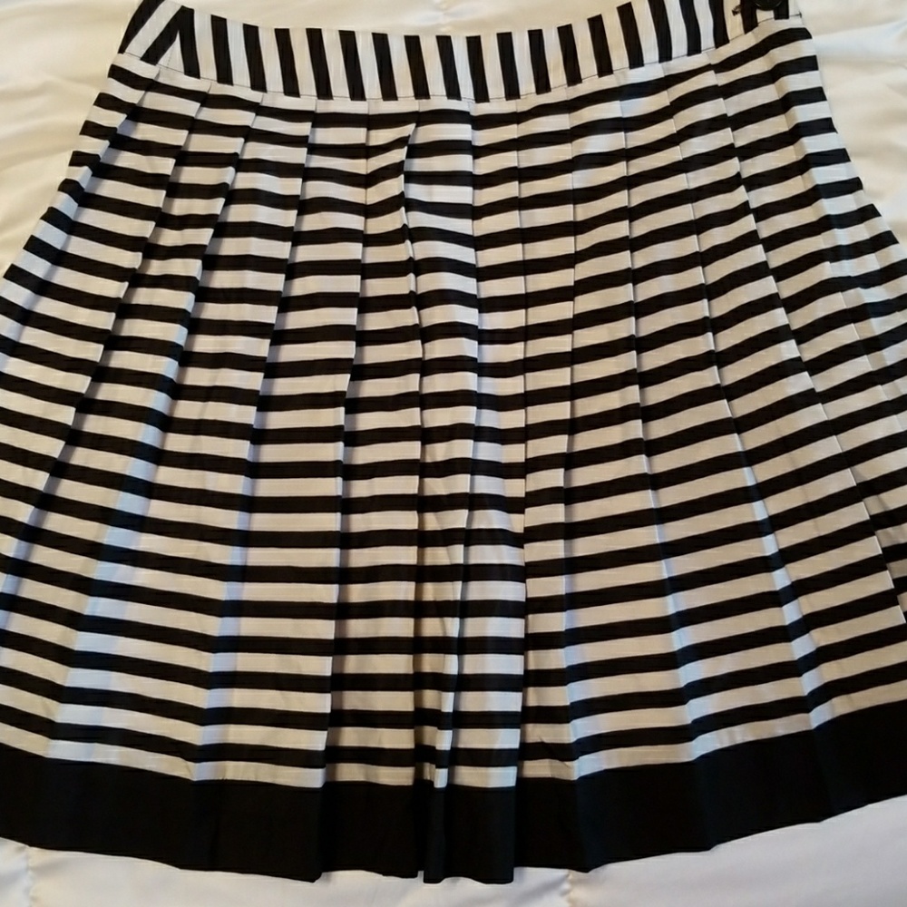 Black & White Stripe Pleated Forever 21 Mini Skirt