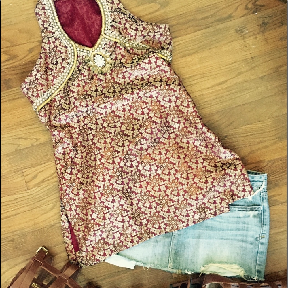 Embroidered Sequined Pullover Tunic