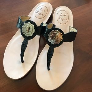 Jack Rogers Larissa black leather sandals