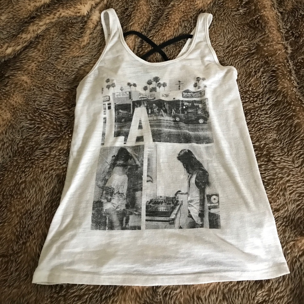 White LA tank top