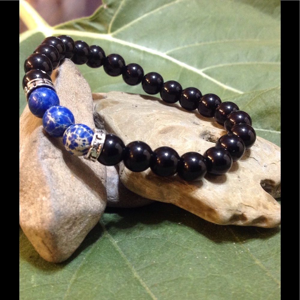 Lava stone blue chakra stretch bracelet