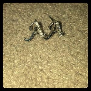 "A" GLITTERY STUD EARRINGS