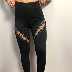 Nasty Gal High rise lace up leggings