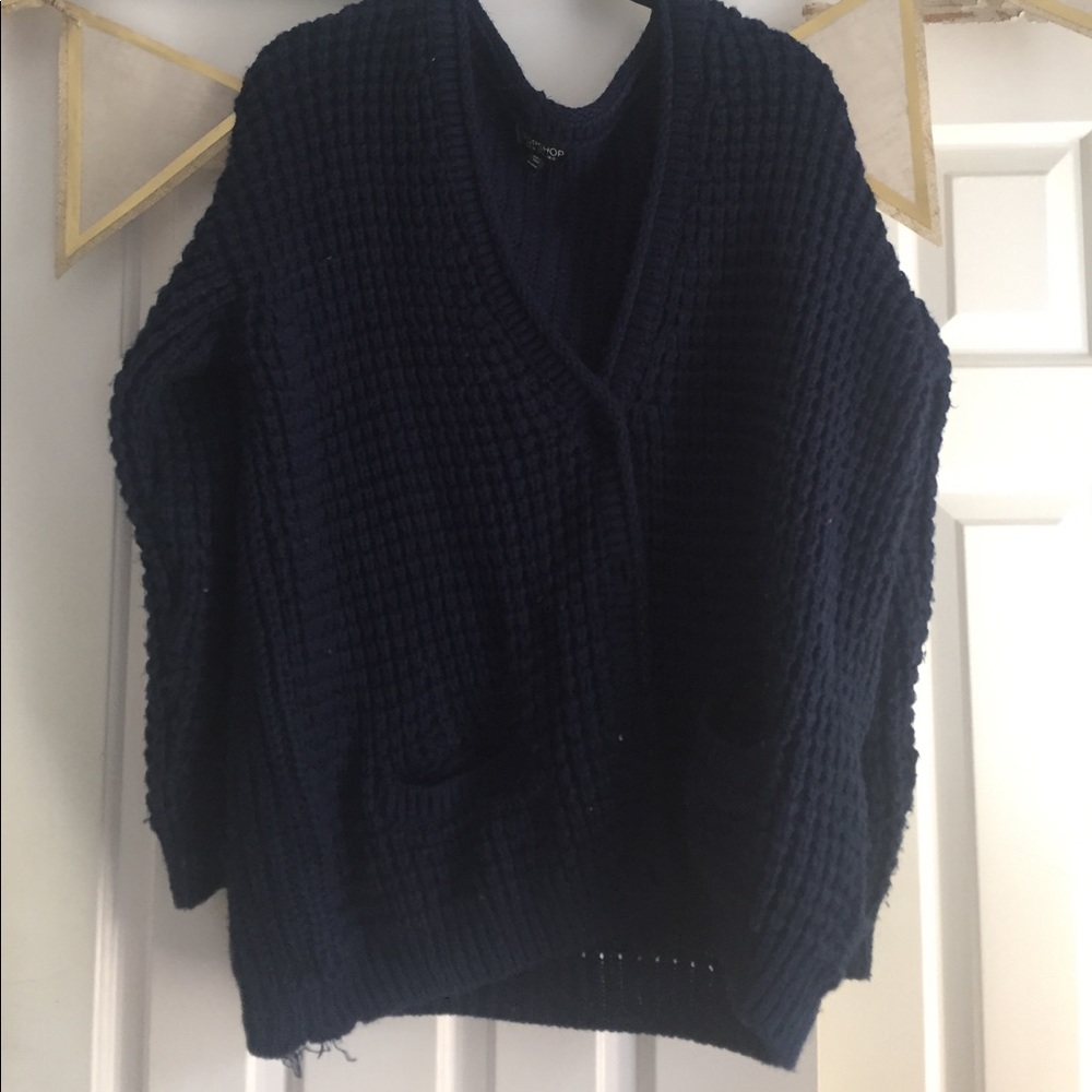 Navy Blue Chunky Cardigan Sweater