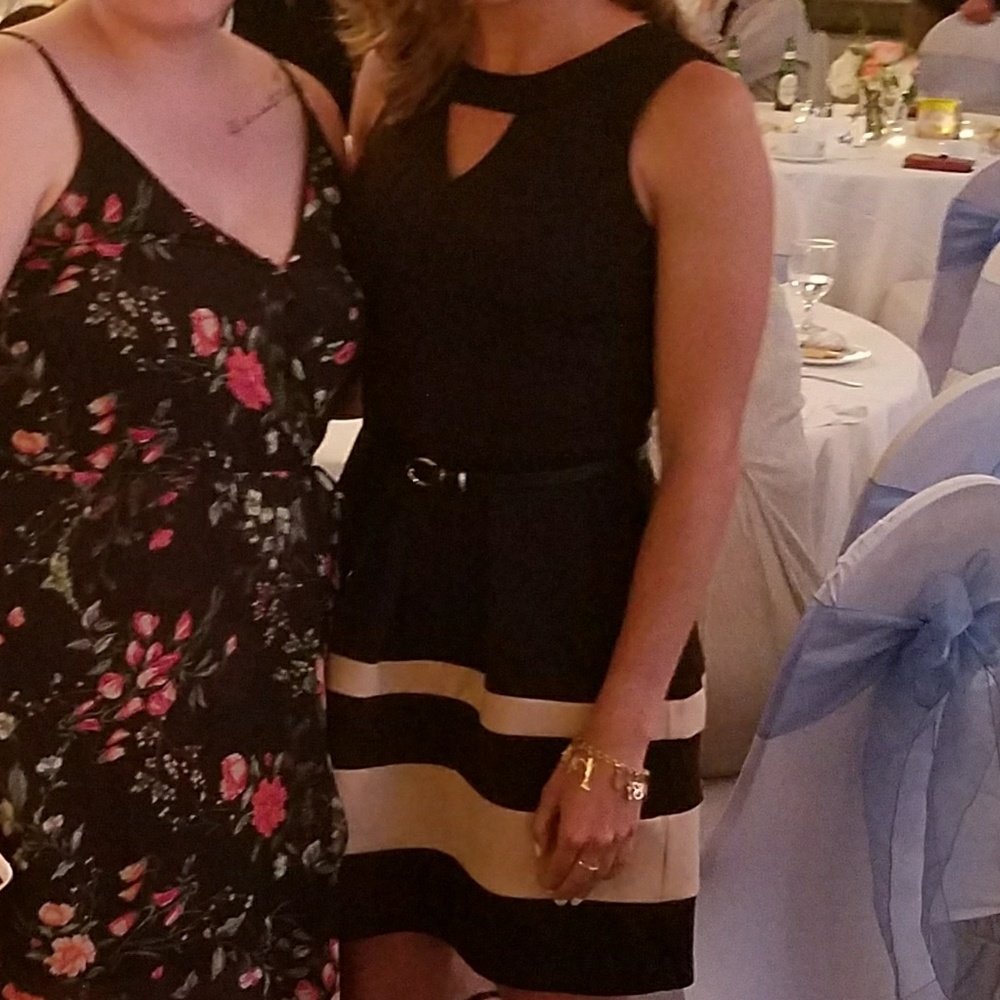Black with nude striped dress