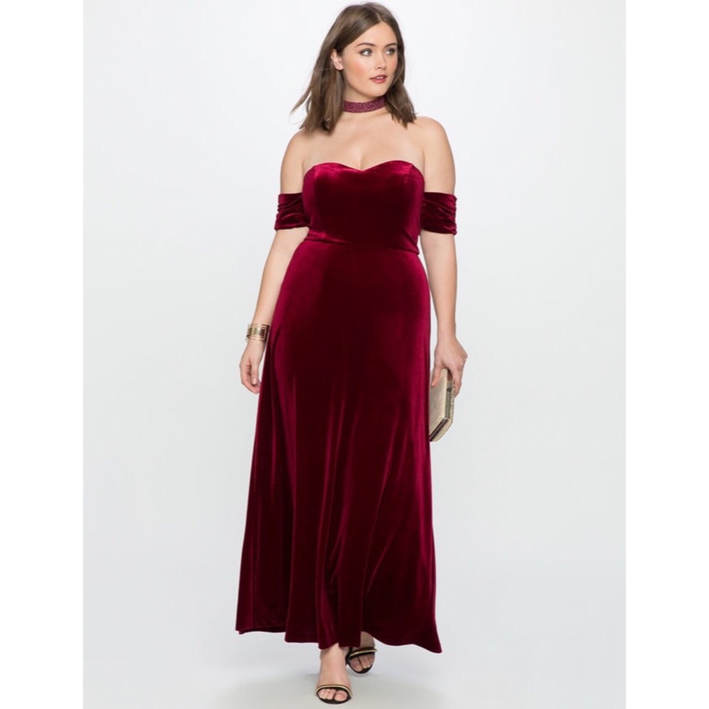 Eloquii Velvet Off Shoulder Gown Size 18