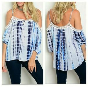 Tie-dye Cold Shoulder Top