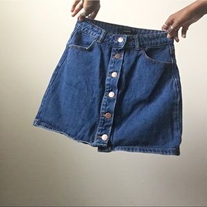 Button Down Denim Mini Skirt