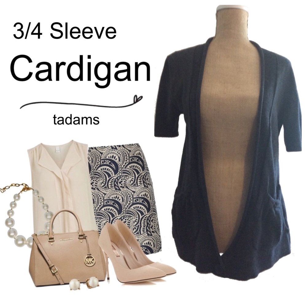 3/4 Sleeve, Open-front, Cardigan