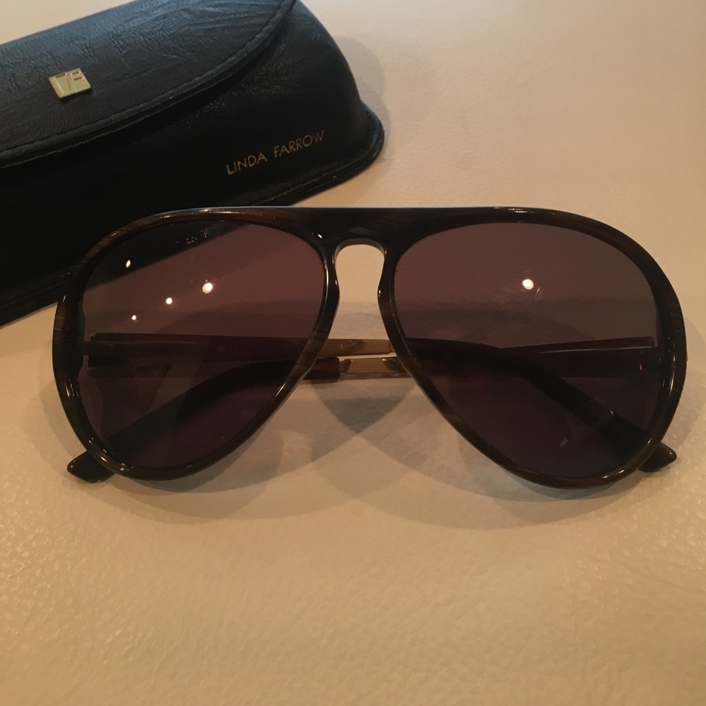 Authentic Linda Farrow Lux, Brown Sunglasses