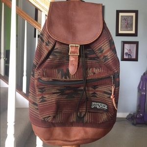 Vintage Leather Buckle Jansport Backpack