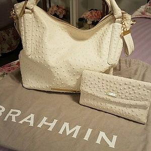 Brahmin, ivory handbag and wallet, dust cover