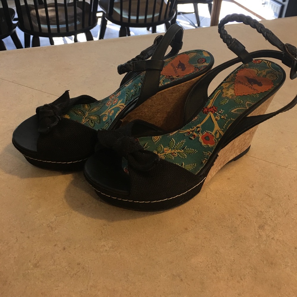 Black Wedge Sandals