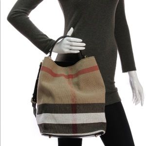 SOLD......Burberry Ashby Hobo Canvas Check Black