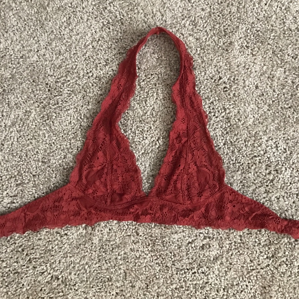 Free people rust red lace halter bralette