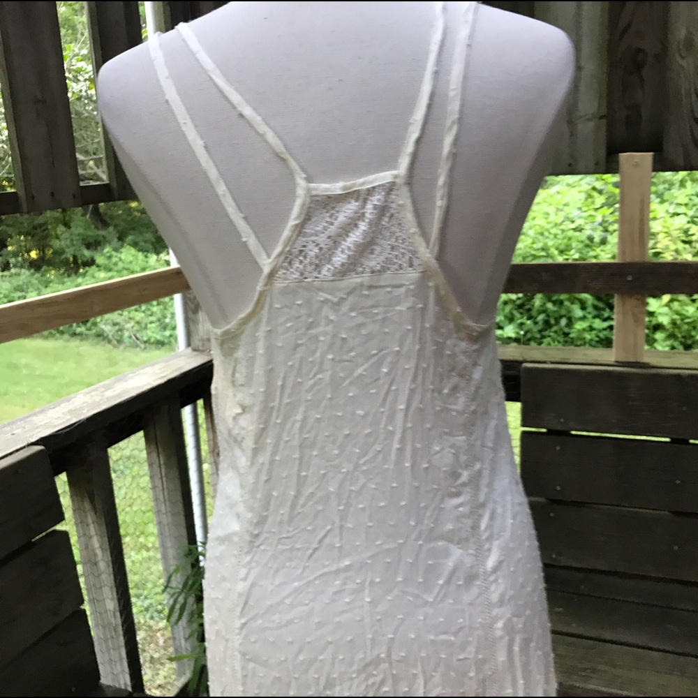 Sold!  Swiss Dot Lace Detail Chemise Maxi Dress - Picture 3 of 4