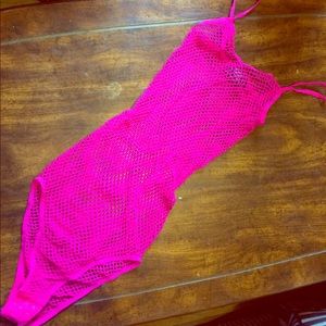 Neon pink mesh onesie