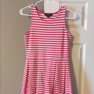 Girls pink & white striped dress