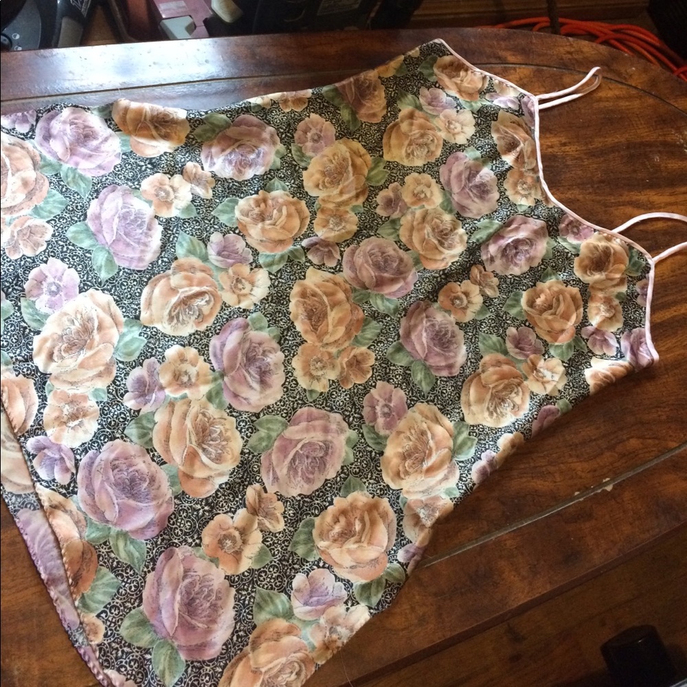 Pink floral silk nightgown