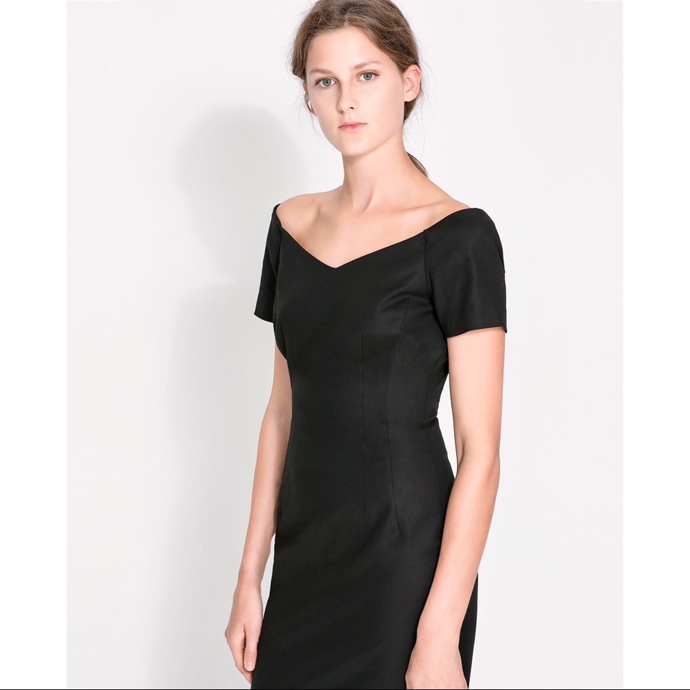 Zara Black Boat V-Neck Tube Dress in small size 2