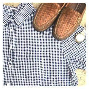 Navy Gingham Checkered Collared Shirt