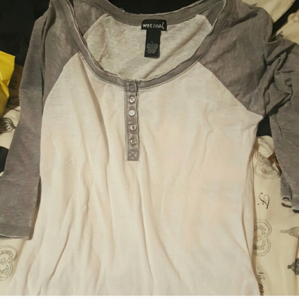 Grey and white baseball shirt