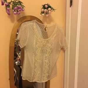 swiss dot lace crochet top