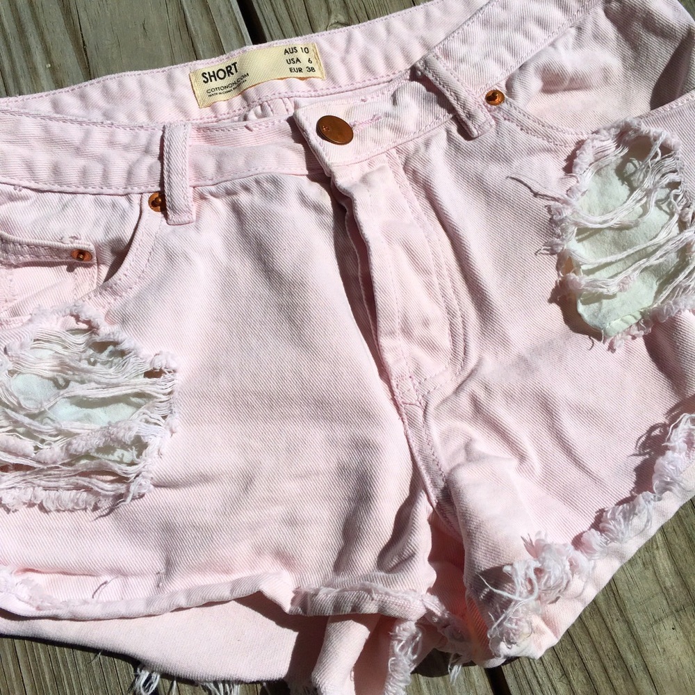 Baby Pink Denim Shorts