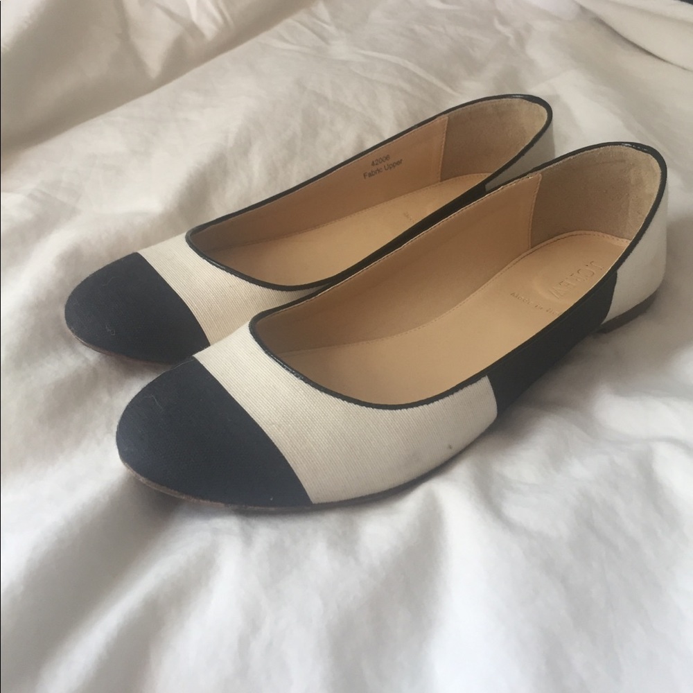 Jcrew black and white flats