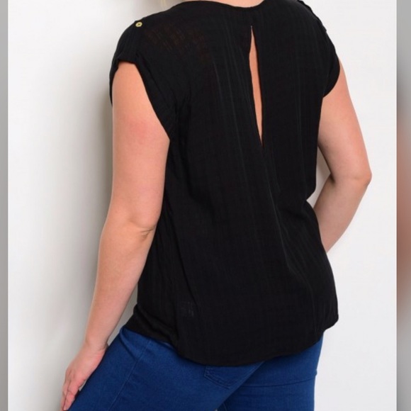 PLUSSimple Black Open Back Top - Picture 2 of 2