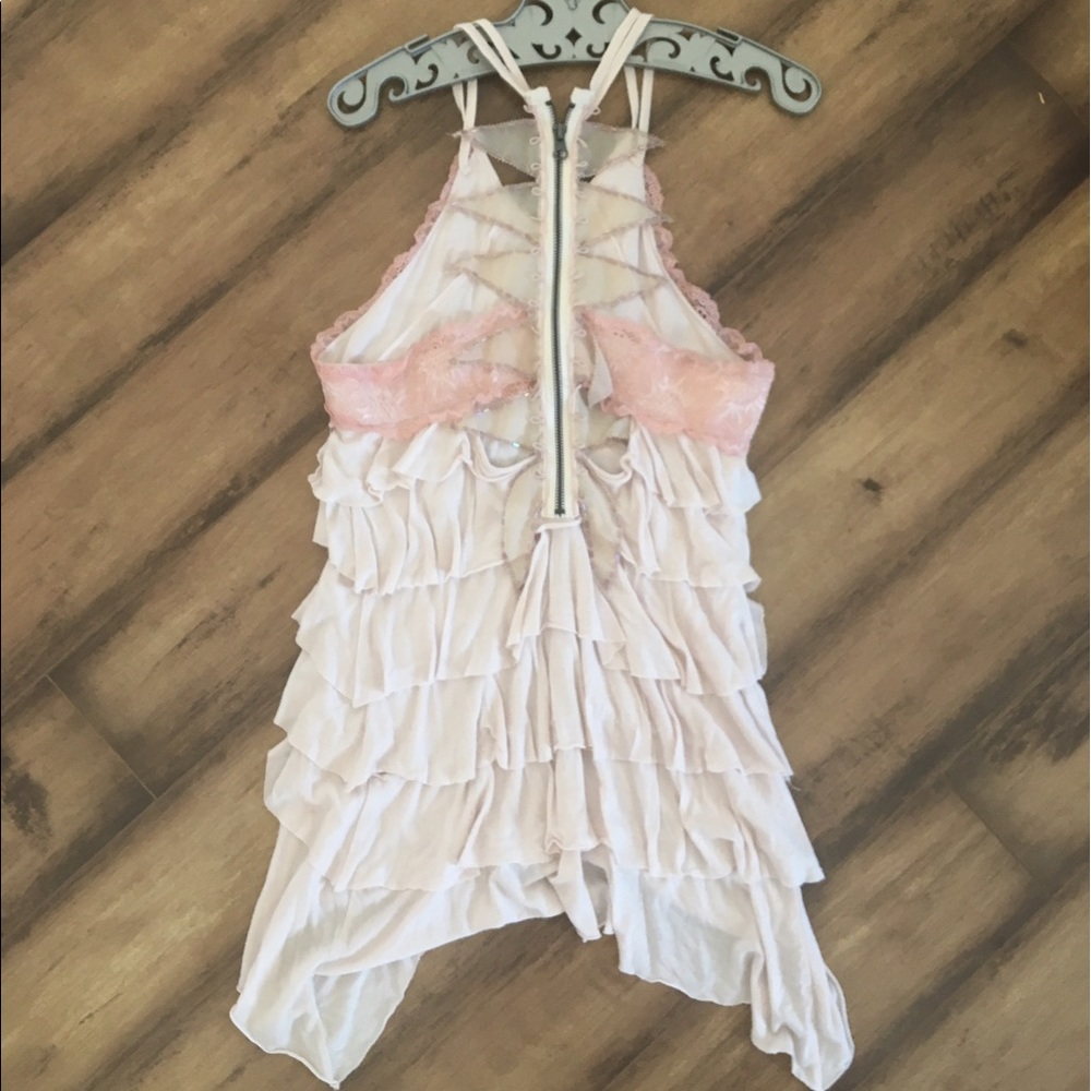 Free people lace tired beaded tank top