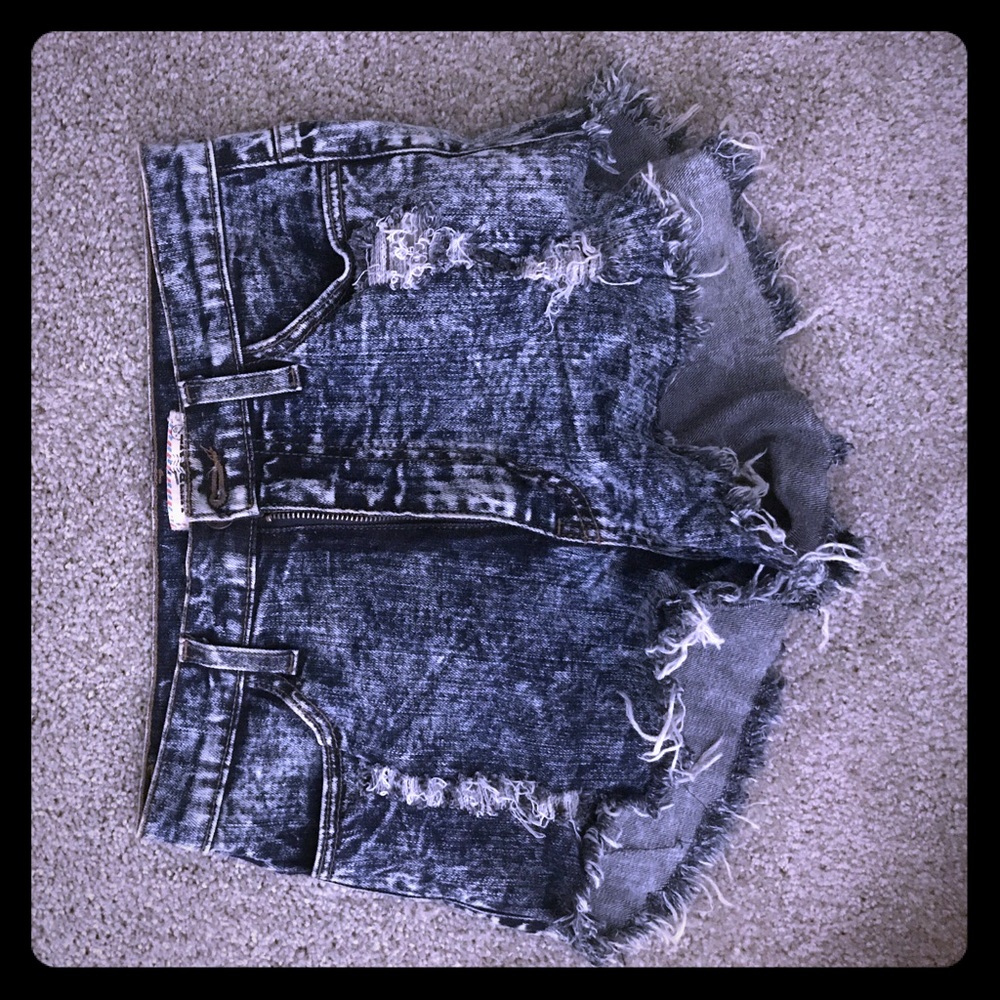 Distressed jean shorts