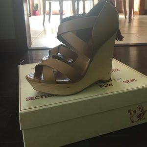 True Religion 'Sue' Tan Leather Wedges