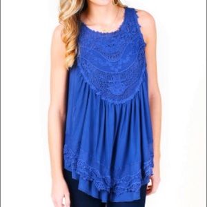 Altar'd State Timeless Lace Tank in Royal Blue