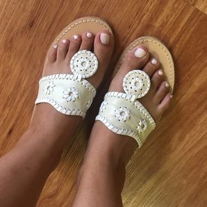 Jack Rogers Palm Beach Bone and White Sandals