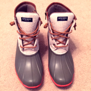 Women's Sperry DuckBoots, Coral and Taupe - Sz 11