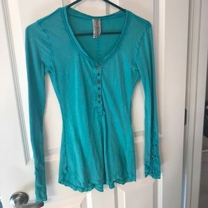 Free People Crochet Henley top