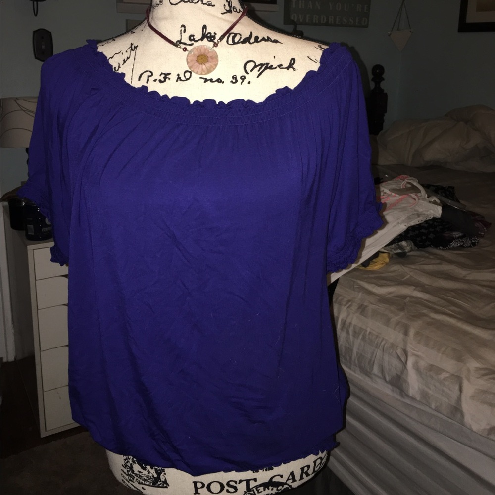 Royal blue off the shoulder or on top