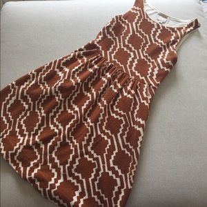 Anthropologie brown and white lantana dress