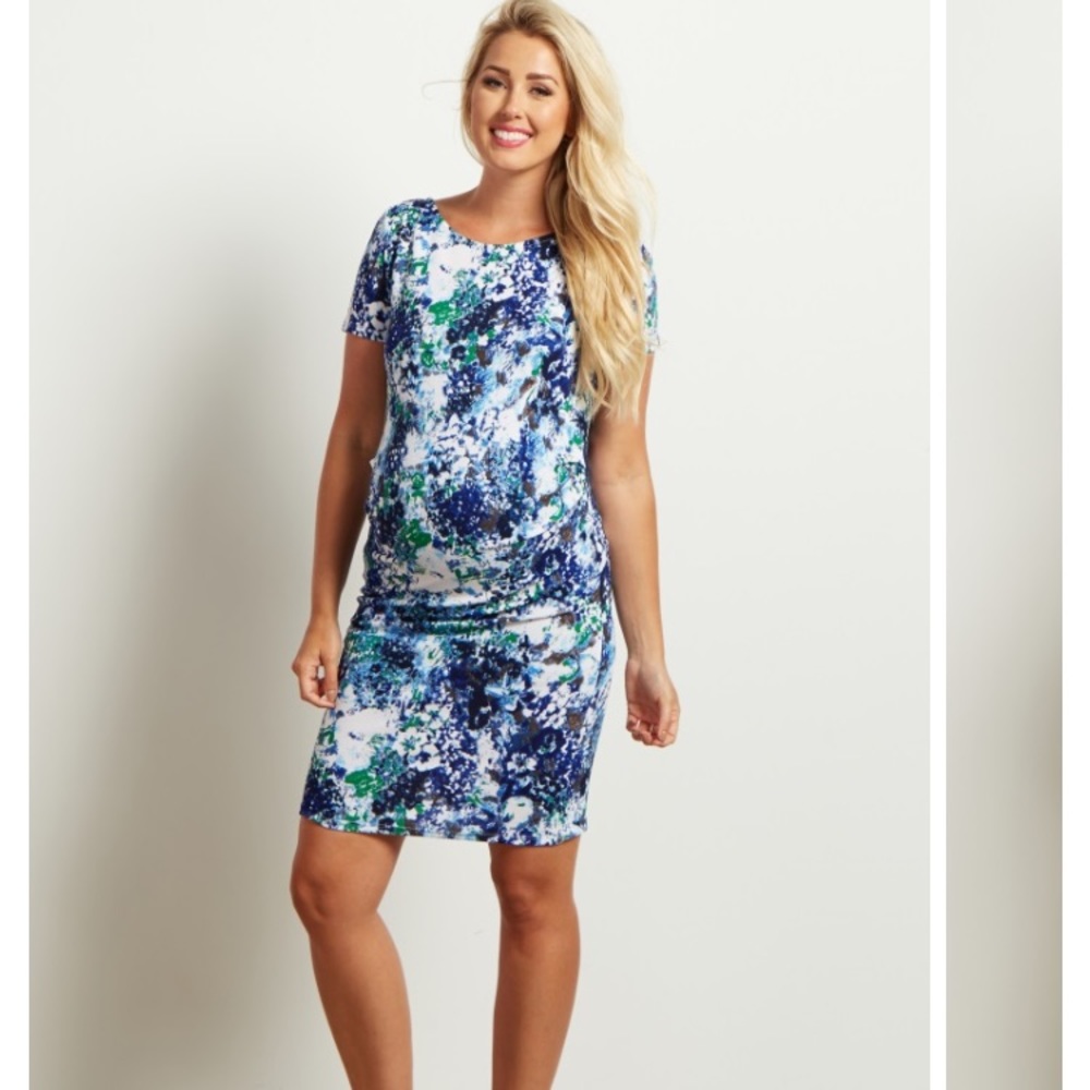 Pink blush Maternity fitted dress - size Small