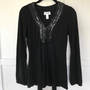 Black Sequin-detail knit Blouse